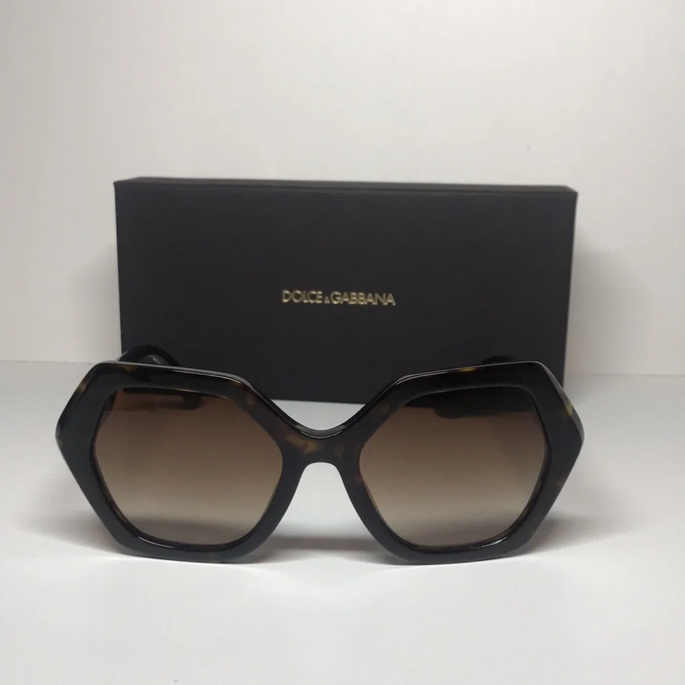 New Authentic Dolce & Gabbana DG4406 502/13 Gradient Brown Hexagonal Sunglasses